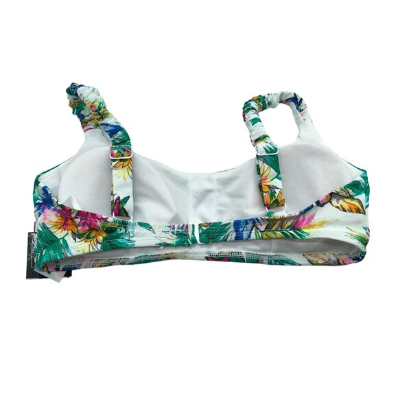 Sundazed Floral Bikini Swim Top Shirred-Strap White Pink S - Picture 4 of 5